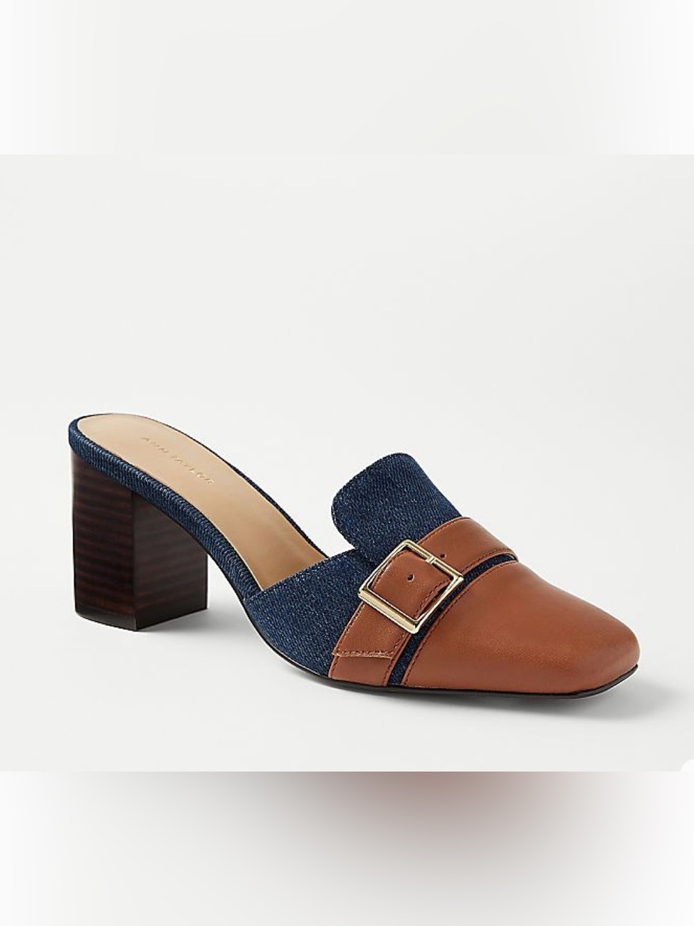 Ann Taylor NIB Block Heel Denim Mule Pump Size 8.5